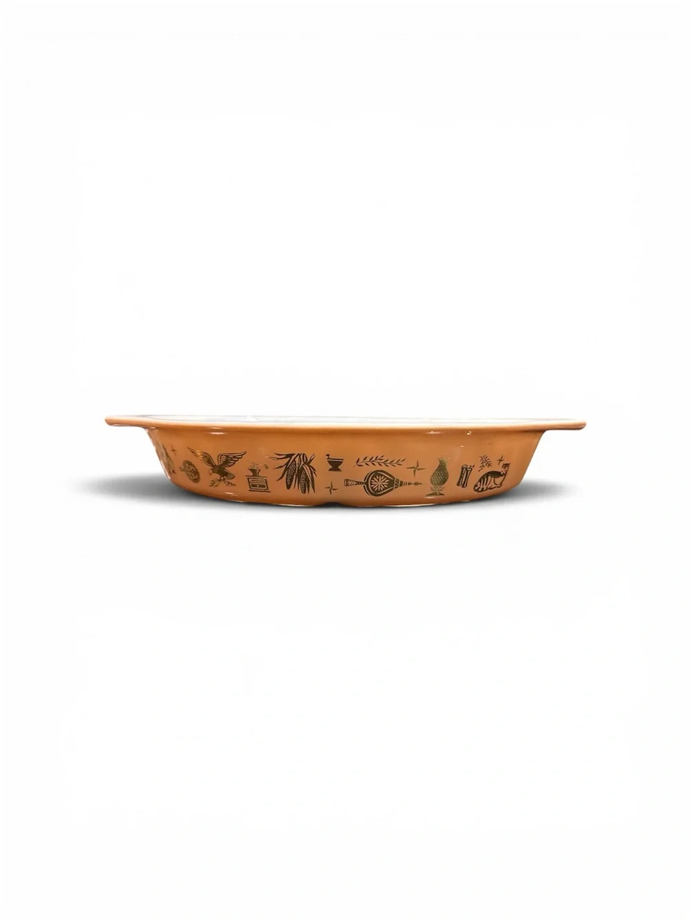 Vintage-Style Terracotta Baking Dish with Botanical Motif
